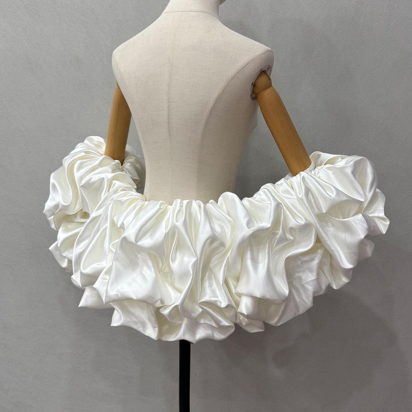 Sieviešu Satīna 3D Ruffles Pufīgas Piedurknes