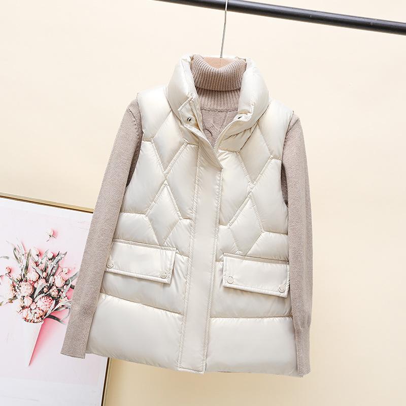 

хлопковая одежда, женский короткий жилет на осень и зиму, новый жилет, не требующий ухода, модное пальто со стойкой M белый