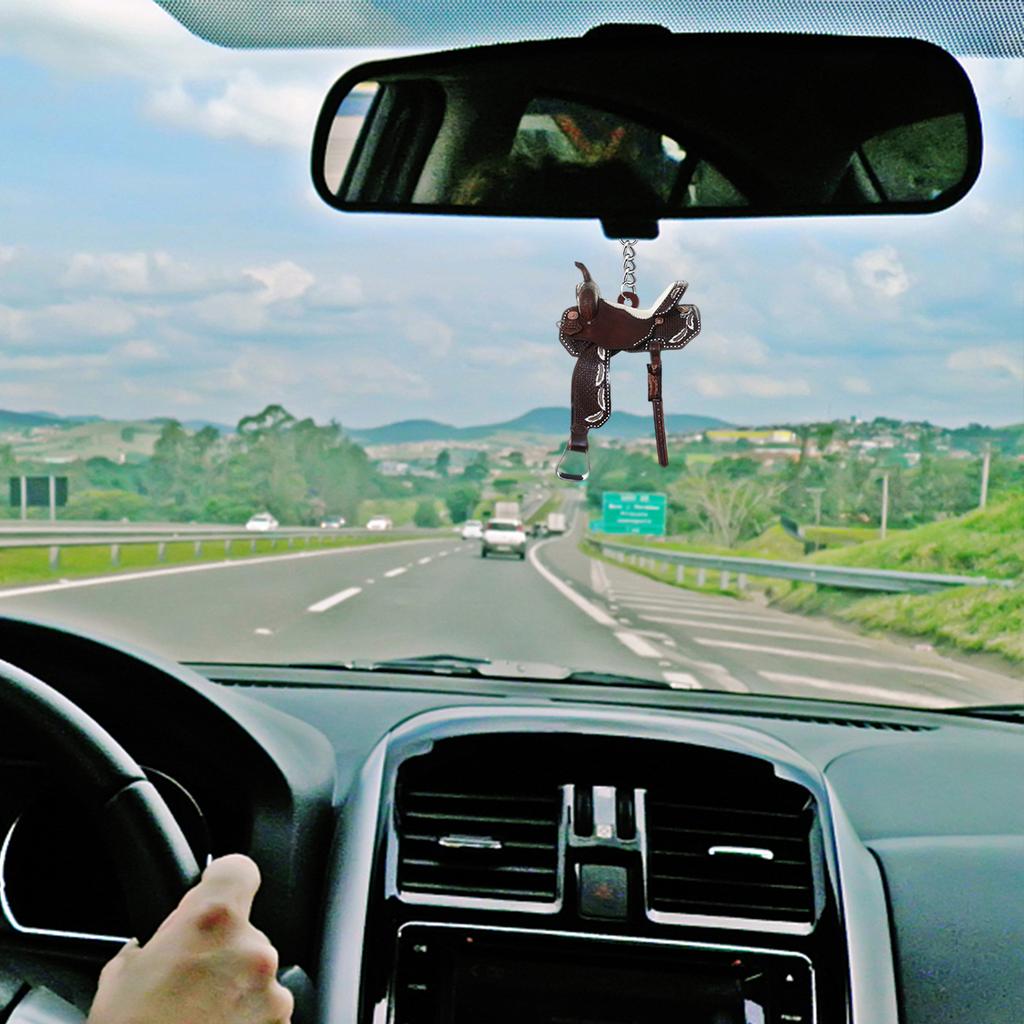 Saddle Acrylic Car Pendant Horse Saddle Keychain Western Horse Saddle Hangings Ornament Car Interior Decor Rear View Accessories