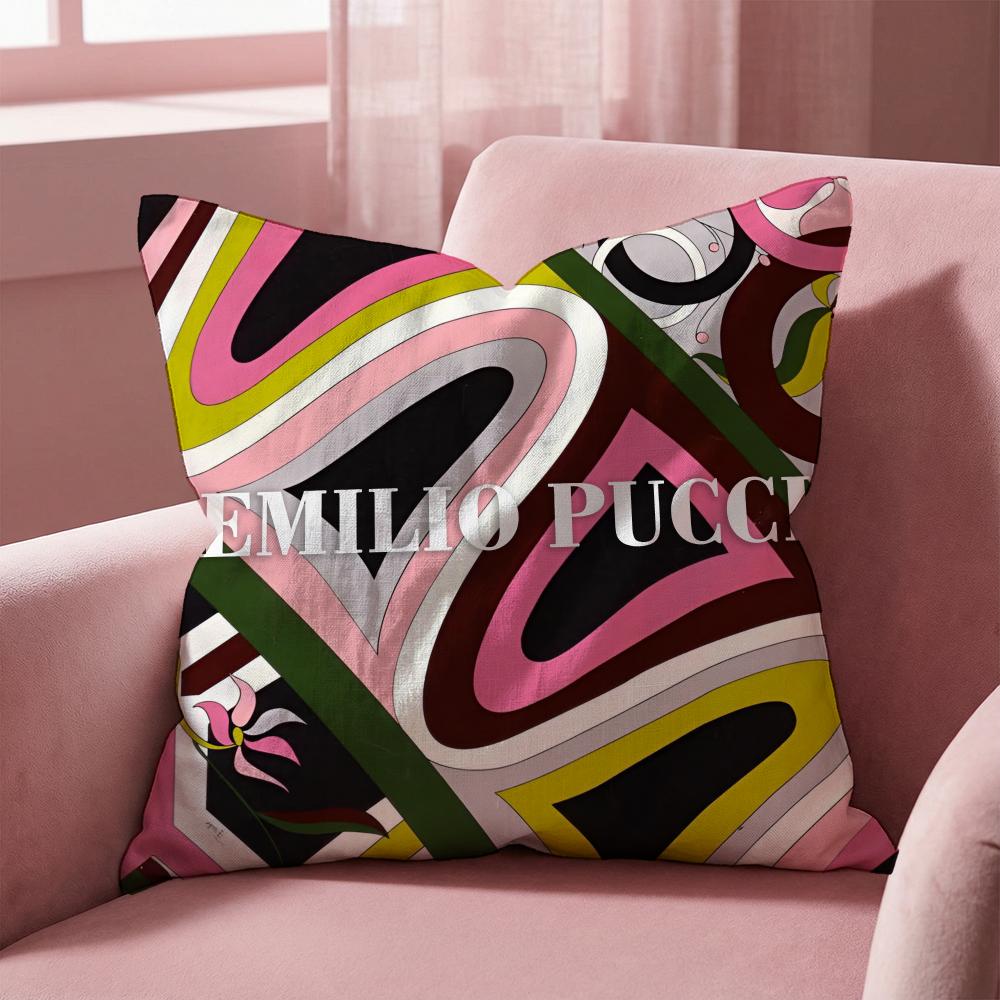 Fashion E-Emilio logo Puccis Cushion Cover Multi-Scene Pillow Cover for Home & Car - Reversible, Soft & Durable for Daily Use