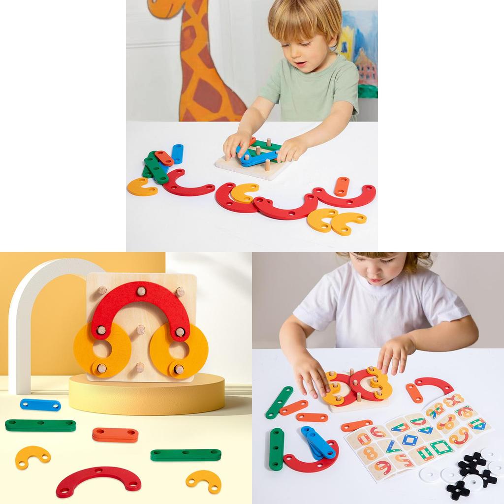 Wooden Tic Tac Toe Puzzle For Kids With Diy Geometric Blocks Educational Toy