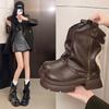 Niche design sense retro British style platform Martin boots women's 2025 autumn new thin trouser boots