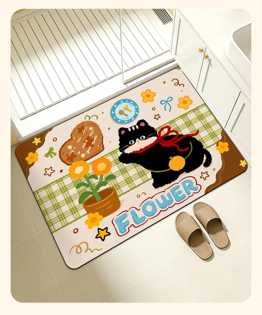 Kitten soft diatom mud non-slip absorbent floor mat toilet door toilet quick drying mat bathroom toilet carpet