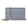 Gucci Double G metal logo leather shoulder bag women's light blue and beige