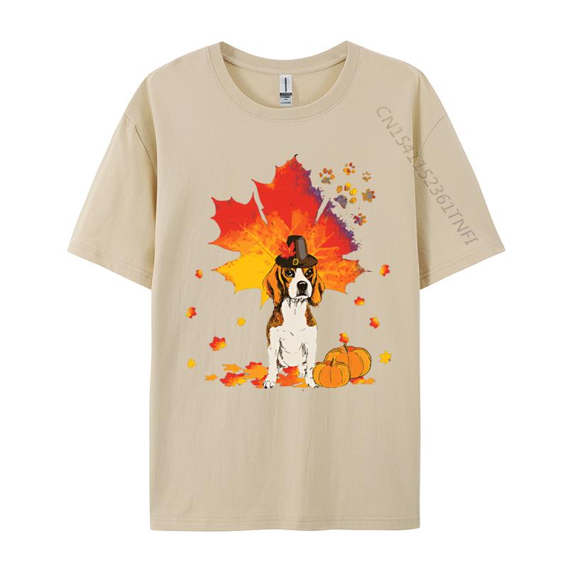 Beagle Autumn Leaf Fall Leaves Dog Lover Tshirt Vintage Tshirts Cotton TShirts Top Quality Funny Tshirt