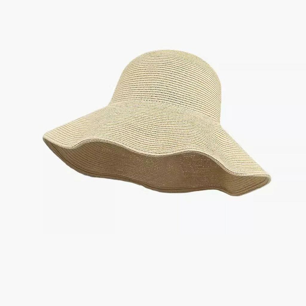 Simple foldable travel vacation sunscreen beach bucket hat straw hat women's summer tide face visor