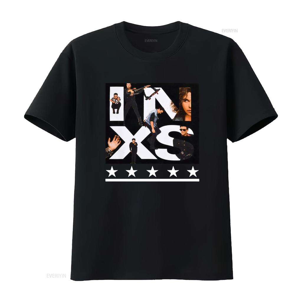 Vintage Inxs Print T Shirt Rock Band Style vintage Washed homme designer clothes Top For Everyday Wear fashion Versatile