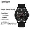 SANDA 3D Multifunction Sports Watch – 3 Time Zones, Waterproof, Student Wristwatch
