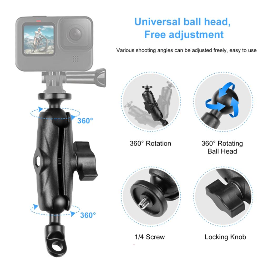 PULUZ PU702B For GoPro Action Camera Motorcycle/Bicycle Mirror Mount Aluminum Alloy Adjustable Bracket