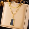 Gold Black Enamel Geometric Jewelry Set Necklace Hoop Earrings Ring