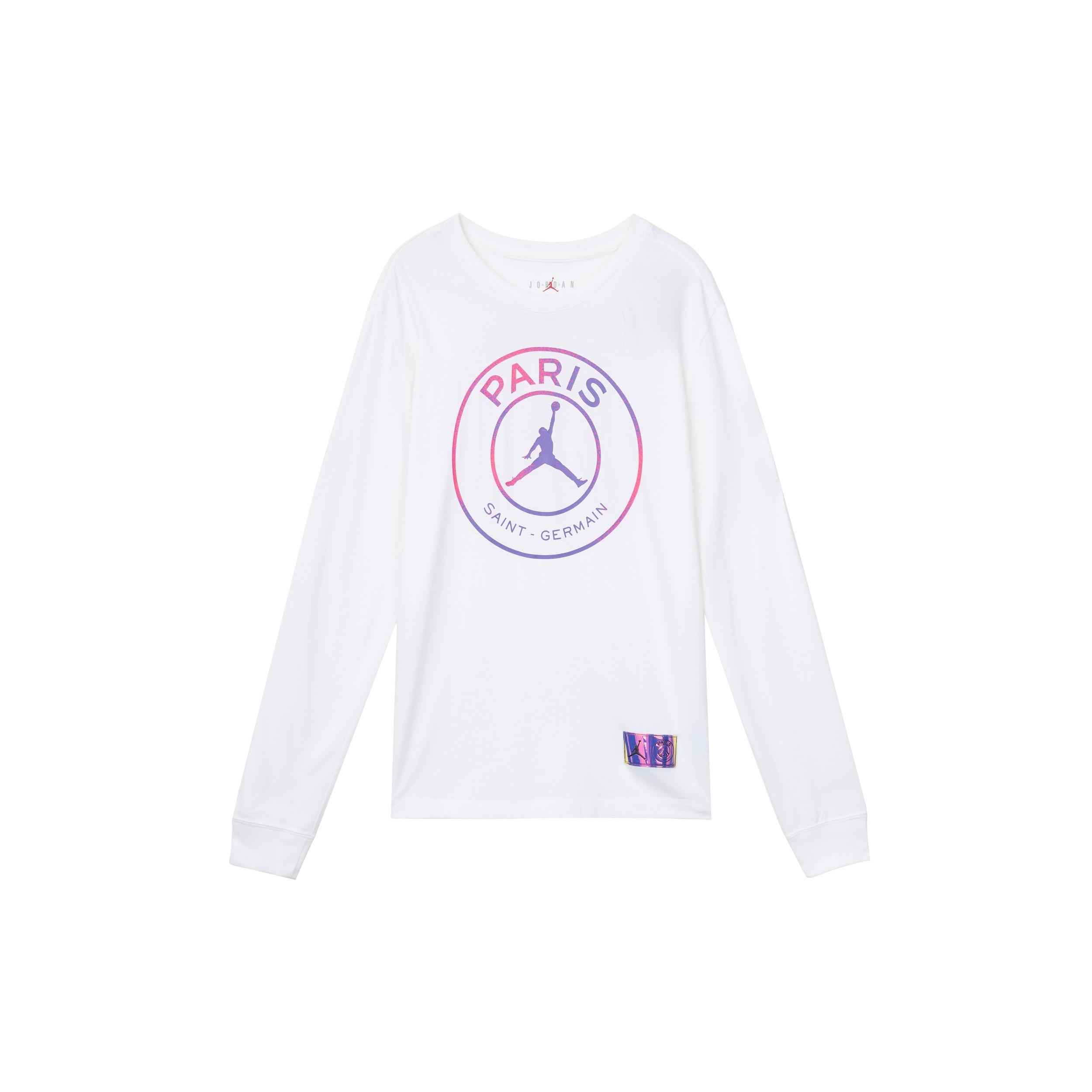 Air Jordan MENS Paris Saint-Germain Casual Sports Crew Neck Long Sleeve White Men s CZ0794-100 XS