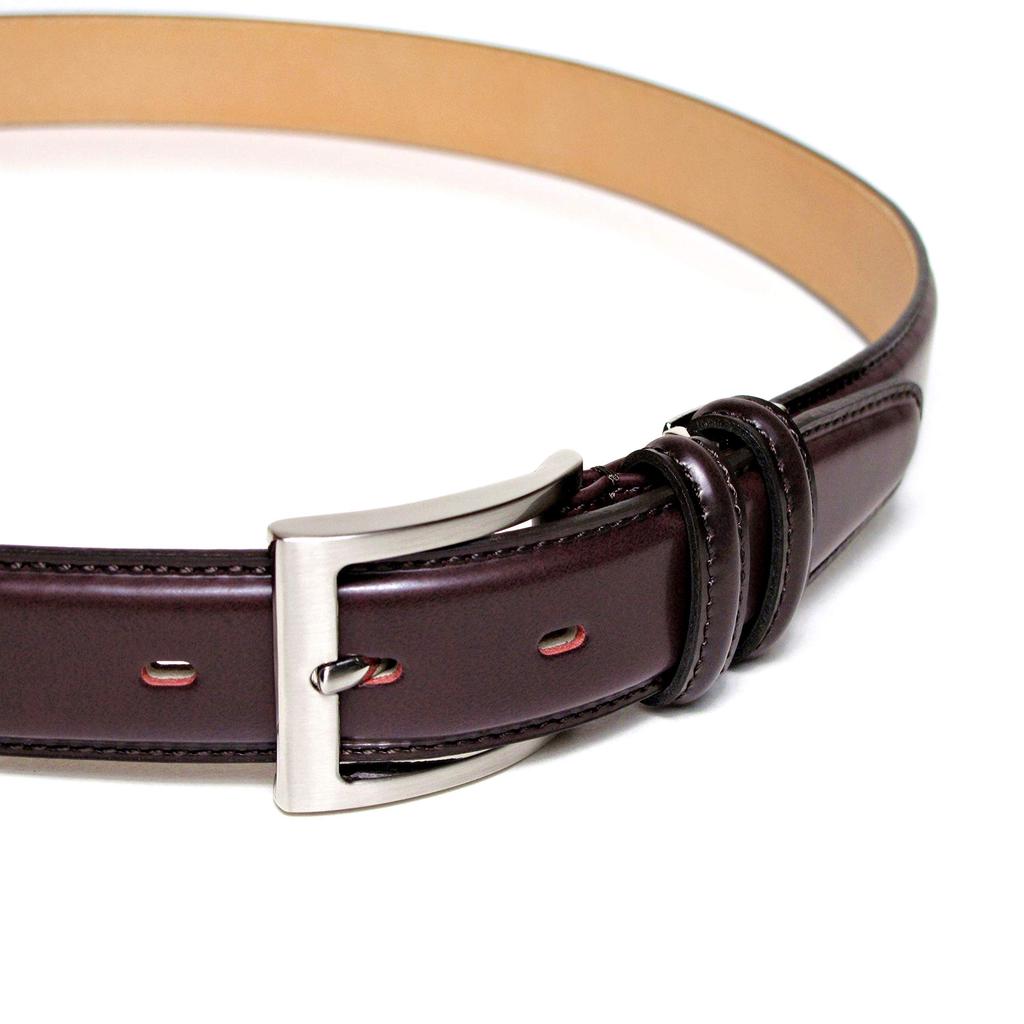 [KIETH] Men's Business Belt, Cordovan-style Cowhide Leather, Wine Color, 30mm Width, Adjustable Size, Made In Japan, KE21327-69