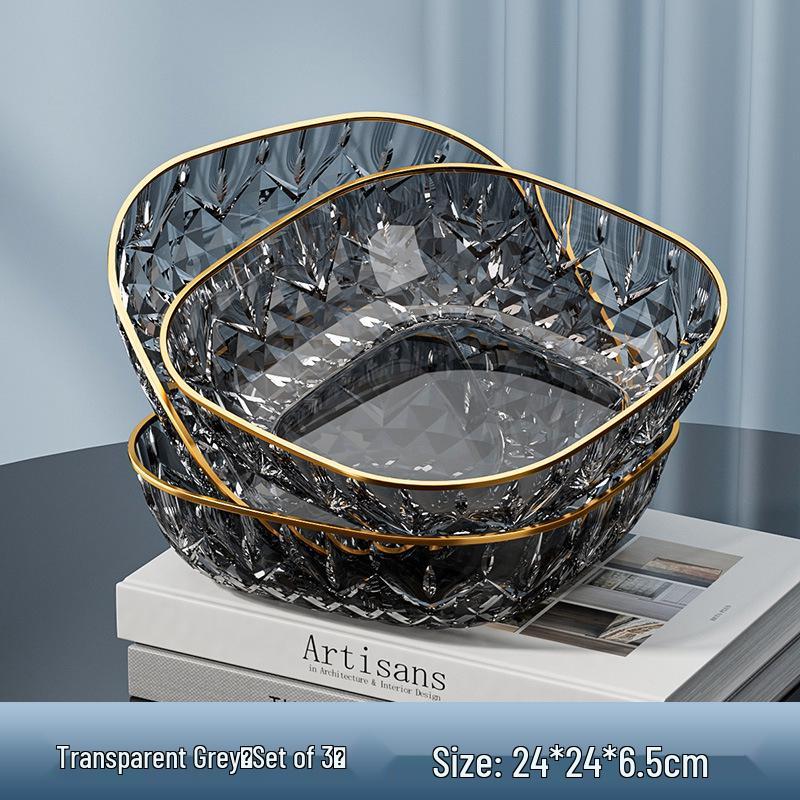 Elegant Transparent Fruit and Snack Plate for Coffee Table or Hotel Desk