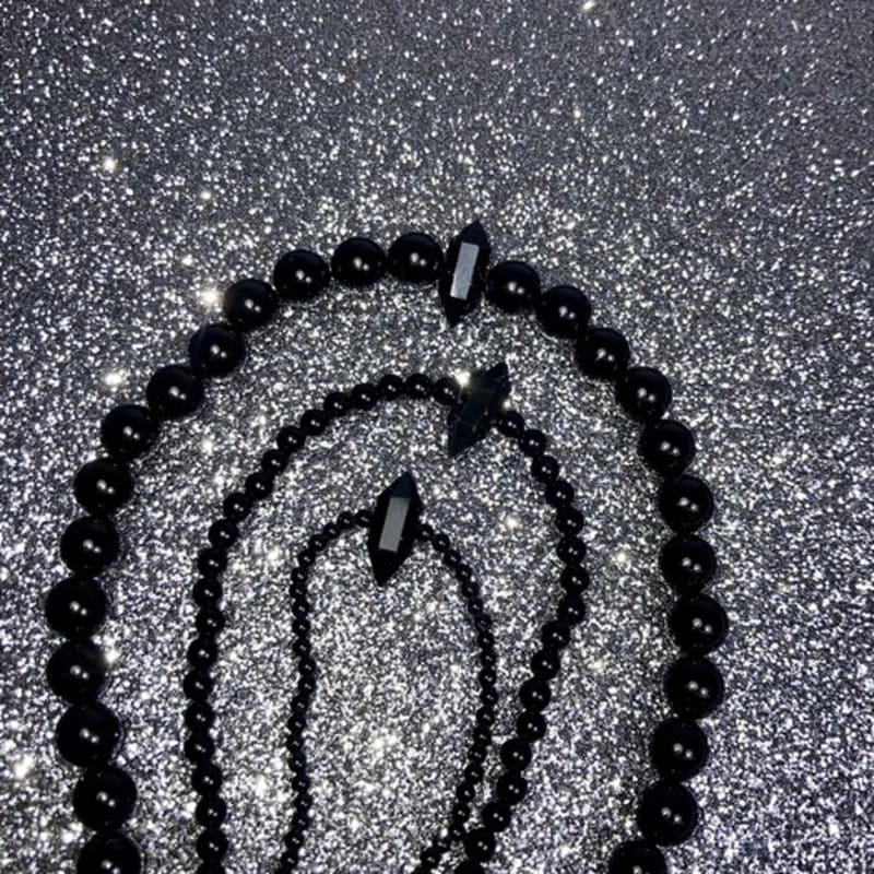 SUZURAN cavier onyx necklace_Caviar onyx gemstone necklace