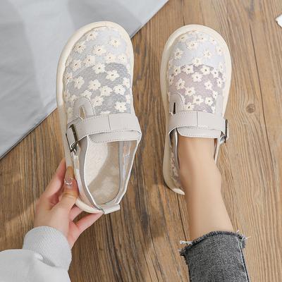 Zapatillas de Mujer Moda Verano Casual Zapatos Planos Hebilla Cierre Malla Transpirable Comodidad Tenis Mujer Punta Cerrada