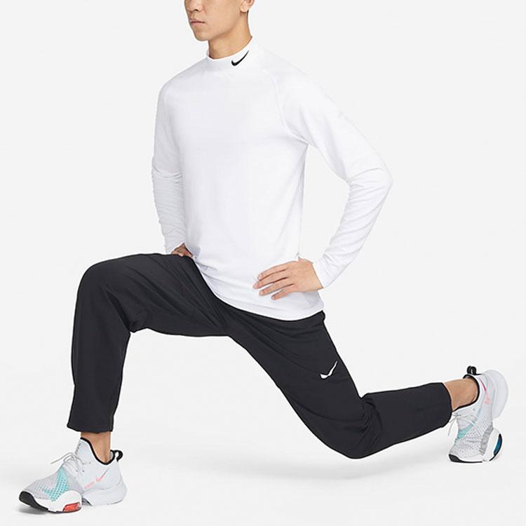 Nike Pro Logo Embroidered Solid Color Long Sleeve Fitness Shirt Men Tops White DQ6608-100