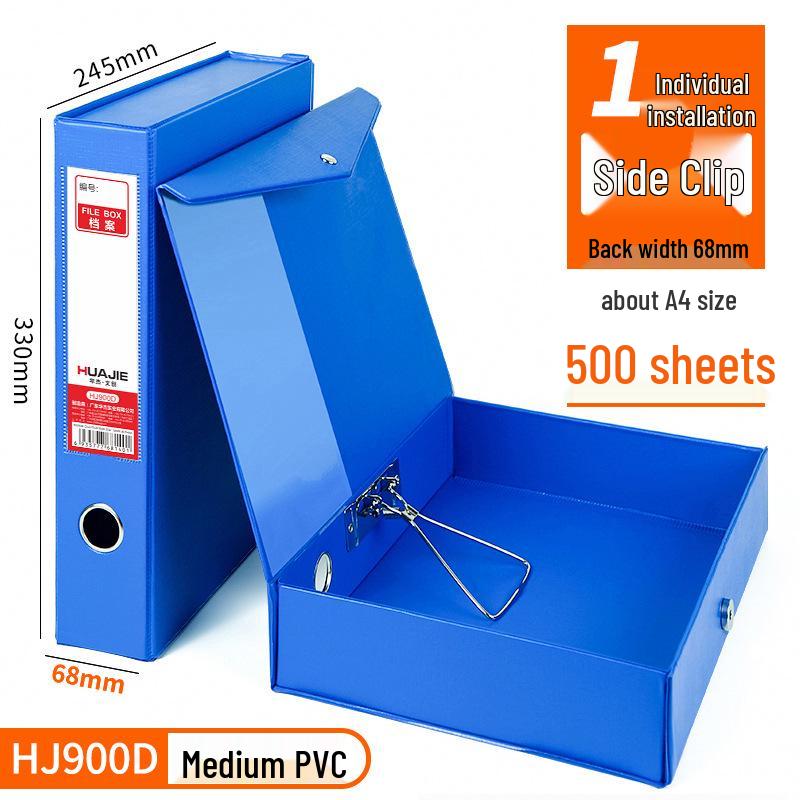 Archivační box A4 z PVC se sponou - Kartonový úložný box na dokumenty pro kancelář a papírnictví