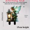 2D Flat, Angel Fairy Garden Plug - 2D Flat Decoration with Lanterns and Green Plants, 3mm Thick Decoration, Suitable for Flower Pots, Lawns, Gardens