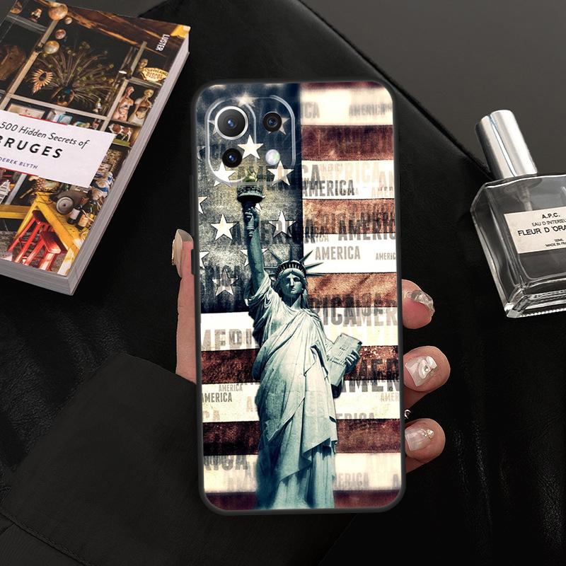 America Flag Statue of Liberty Case For Xiaomi 14T Pro 11T 12T 13T 13 14 15 Ultra POCO X7 Pro X3 X5 X6 M6 F5 F6 Pro Cover