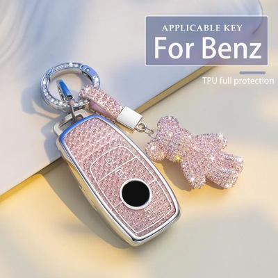 Fashion Diamonds TPU for Mercedes Benz E C S GLC Class E200 E400 E63 W213 S550 S560 C260 A200 Car Key Case Cover Fob Keychain