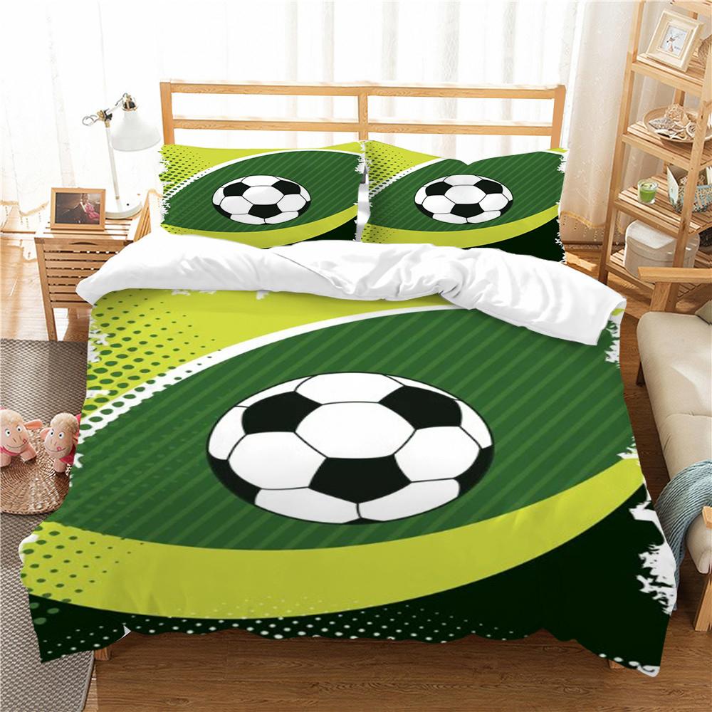 Sengetøysett Fotball Hjemmetekstiler Queen King Size Barn Tenåring Fotball Dynetrekk 3D Dynetrekksett