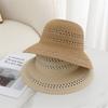 Big Brim Straw Woven Hollow Mesh Fisherman Hat Women's Summer Vacation Seaside Sunscreen Versatile Sunshade Straw Hat