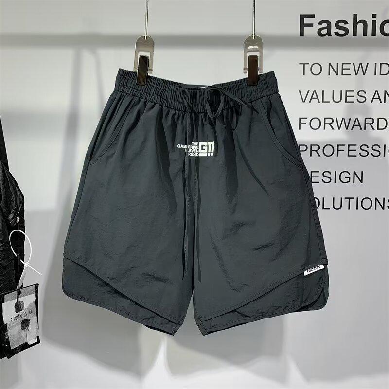 

Мужские быстросохнущие летние рабочие шорты с большими карманами — модная и легкая спортивная одежда M чёрный