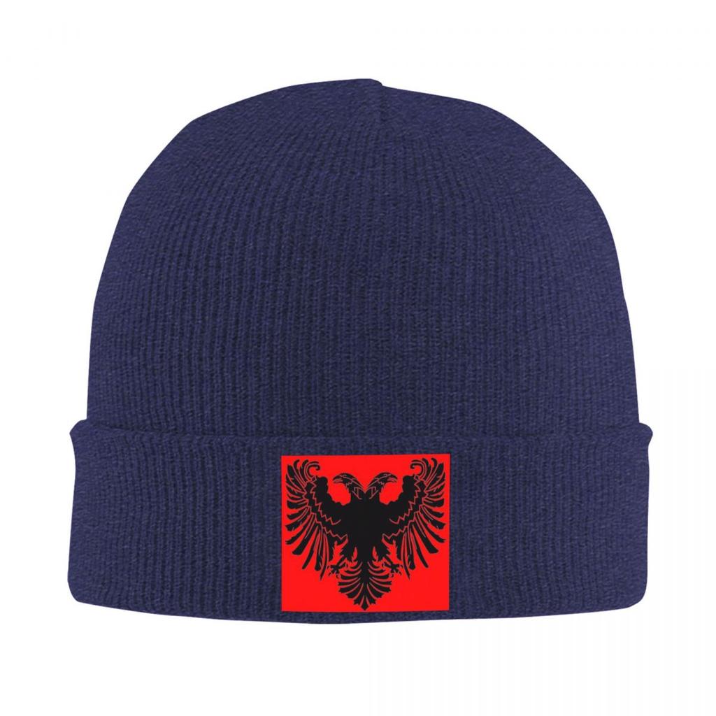 Albania Flag Black Eagle On Red Warm Knitted Cap Winter Knit Bonnet Hat Skullies Beanies Hip Hop Caps for Unisex