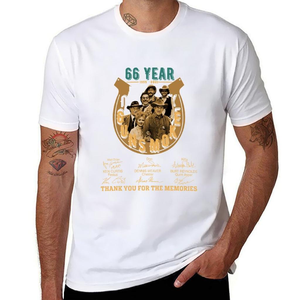 Gunsmoke 66 Years 19552021 Thanks You For The Memories Singnature Tshirt Durable Work Wear Tshirt