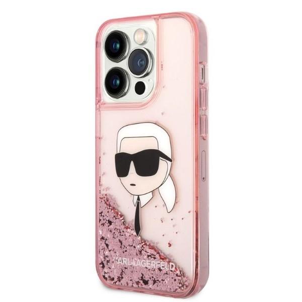 Karl Lagerfeld KLHCP14LLNKHCP iPhone 14 Pro 6.1" Pink Hardcase Glitter Karl Head