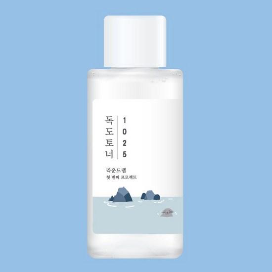 ROUND LAB 1025 Dokdo Travel Kit – Toner 50ml + Lotion 50ml + Sunscreen 20ml + Cleanser 20ml + Pouch
