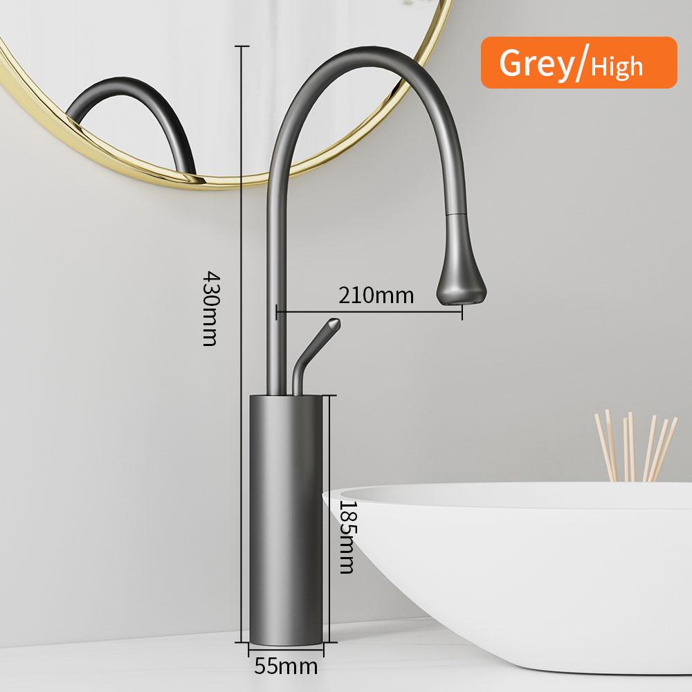Modern Black  Bathroom Faucet with Crane Deck Mounted Hot And Cold Water Mixer Tap Sink Basin Crane Faucet for Bathroom