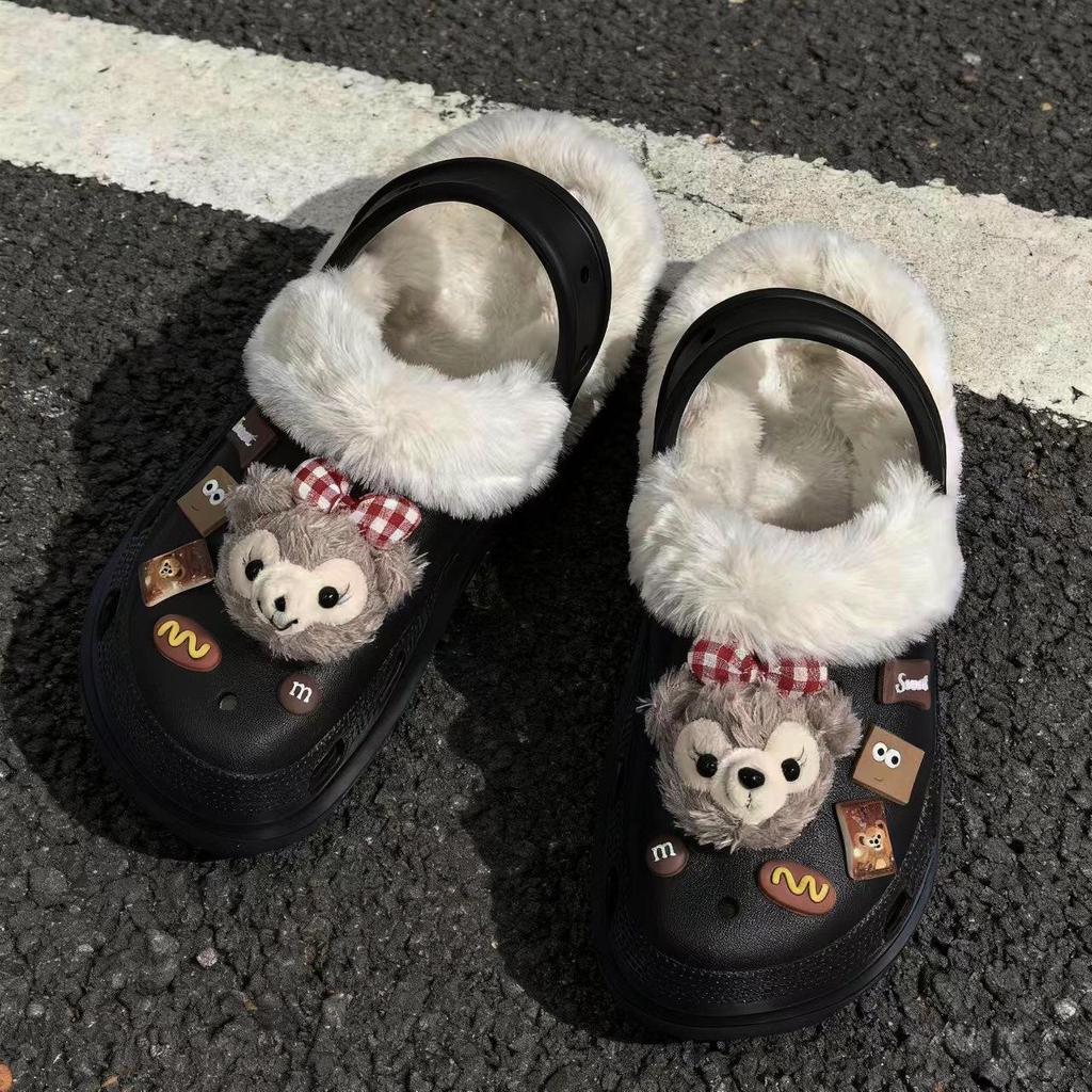 2025 Winter Plus Velvet Cotton Slippers, Outdoor Closed-Toe, 5cm Height Boost