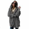 Autumn Winter Double Fleece Cardigan Jacket Women Solid Color Long Sleeve Plush Warm Hooded Lady Jacket Oversized Outerwear