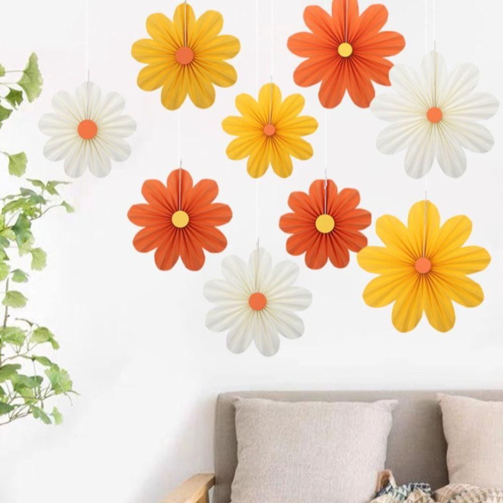 9Pcs/Set Hanging Ornaments Artificial Paper Flowers Decorative  Birthday Decor Supplies