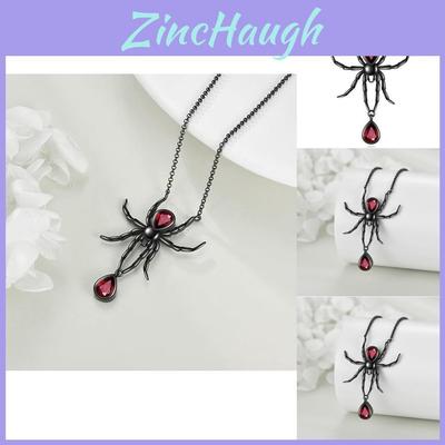 Gothic Style Black Spider Pendant Necklace For Women Fashionable Statement Jewelry