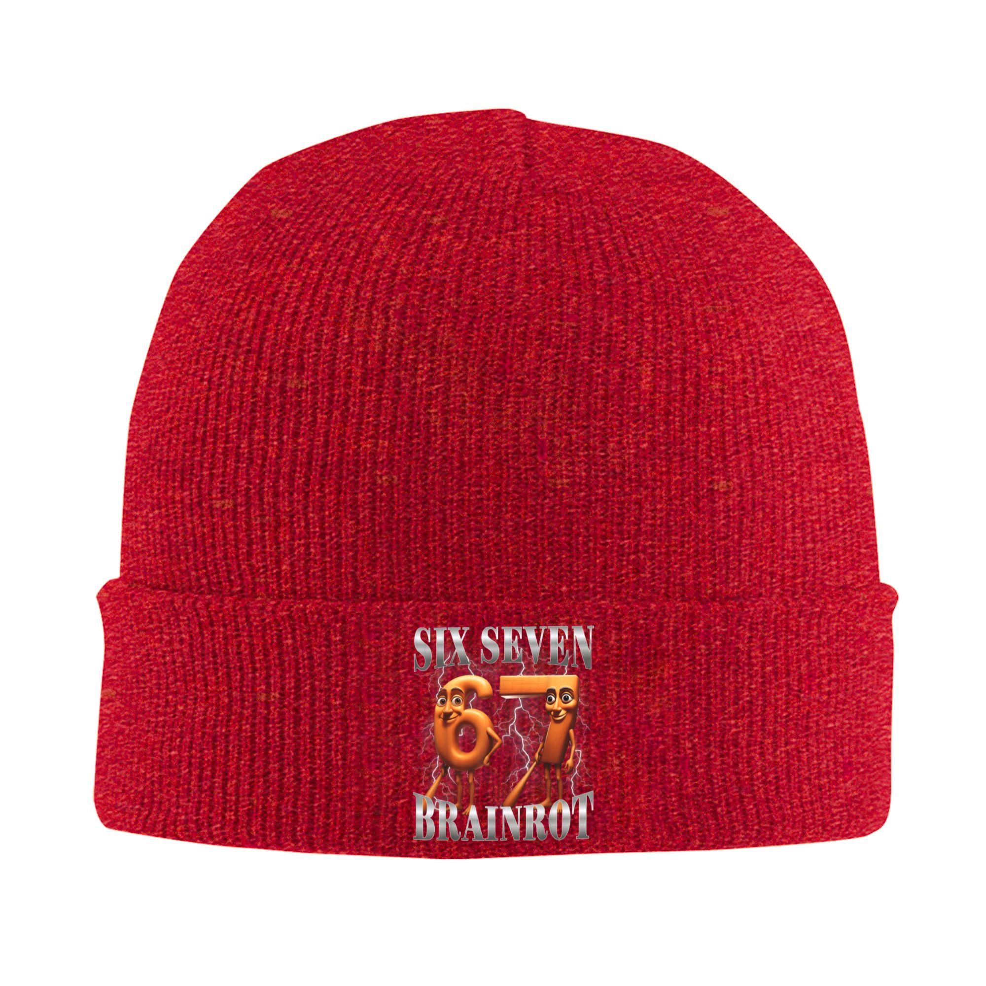 Funny 67 Italian Brainrot Six Seven Meme Bonnet Hats  Beanie Hats Winter Knitted Hat Funny Unisex Hippie Elastic Cap One Size