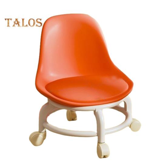 Low Rolling Stool with Backrest 360 Degrees Swivel Wheels Faux Leather Cushion Roller Seat Heavy Duty Rotating Mini Chair Seating Stool