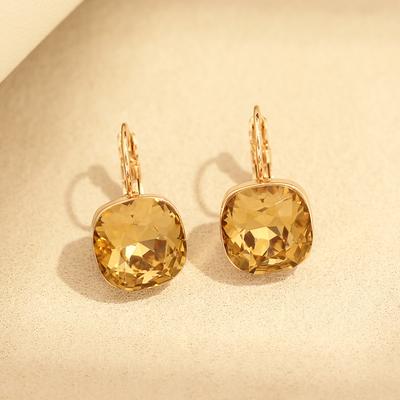 Europäische und amerikanische Persönlichkeit mehrfarbiger quadratischer Kristall-Ohrstecker High-End-Temperament Roségold vielseitige Ohrringe Ohrringe Damenohrringe