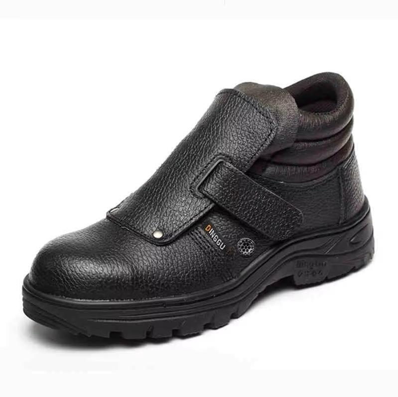 Plus Size Mens Anti-scalding Welding Boots Steel Toe Covers Safety Boot Cow Leather Work Shoes Safe Ankle Botas Seguridad Black
