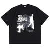 Men Tshirt Short Sleeve Shadow Print Y2k Top Tees Harajuku Streetwear Vintage Graphic Korean Aesthetic Clothing