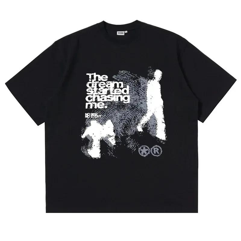 

Unisex Tshirt Short Sleeve Shadow Print Y2k Top Tees Harajuku Streetwear Vintage Graphic Korean Aesthetic Clothing S