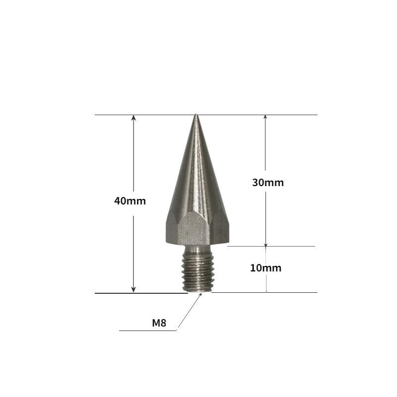 1pcs Stainless Steel Mini Prismatic Pole GPS Pole Tip M10 M8 Point Replacement For Prismatic Rod With 1/4" Female Thread