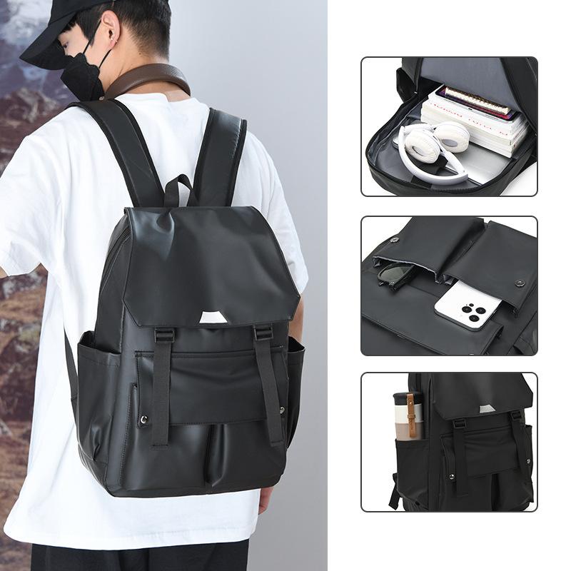 Trendiger Freizeitrucksack Herren Unifarbener Einfacher und Vielseitiger Reiserucksack Neutral Große Kapazität Mehrere Taschen Schüler Schultasche