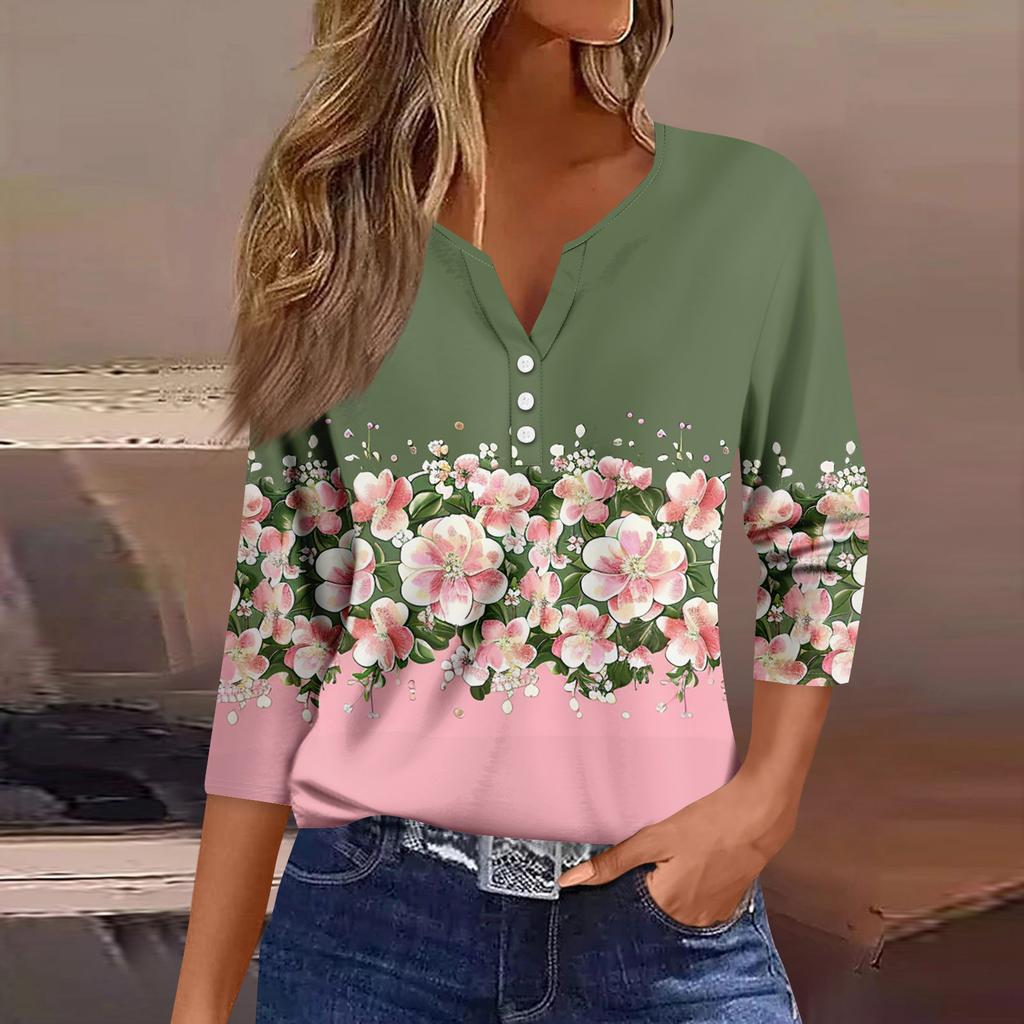 Women's 3/4 Sleeve Shirts Graphic Tees Shirts Casual Basic Tops Pullovers