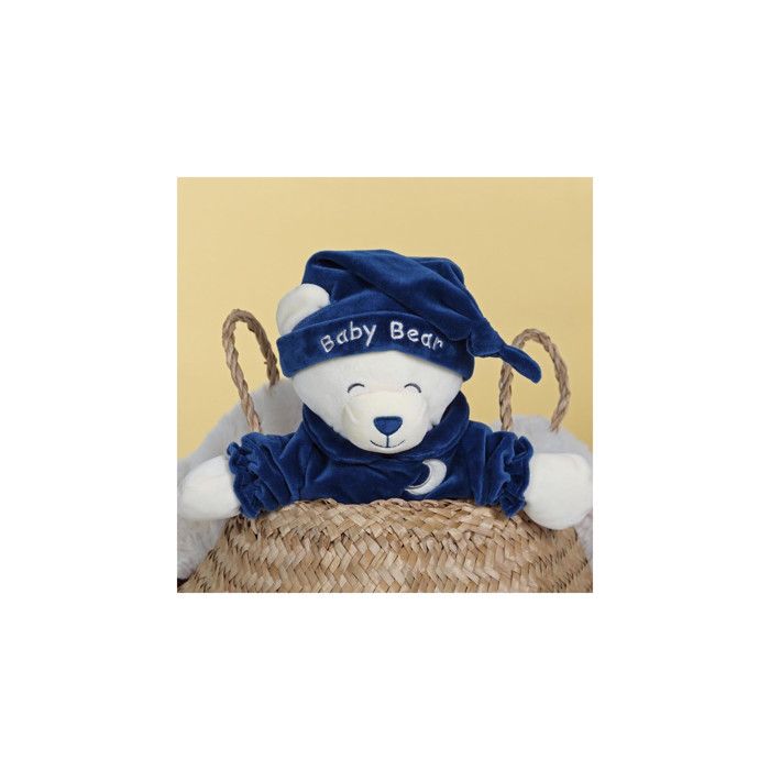 Peluche - peluche ourson baby bear douceur bleu marine - 24 cm