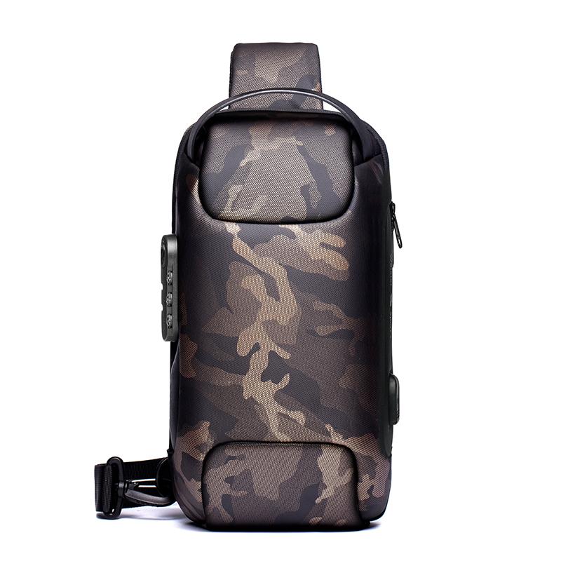 Men's Waterproof Oxford Crossbody Bag Anti Theft Sling Bag Multifunction Chest Bags Travel Shoulder Bag with USB Charging Port