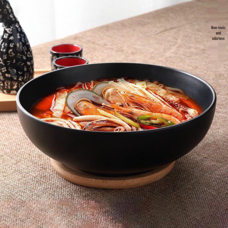 Japanese Style Black Frosted Melamine Noodle Bowl