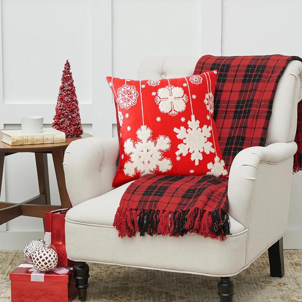 Christmas Pillow Cases Elegant Snowflake Cushion Pillowcase 18x18in Embroidery Snowflakes Christmas Cushion Covers For Home