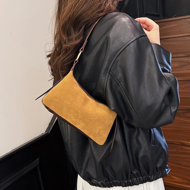 New niche retro suede underarm bag women's fashion texture crossbody dumpling bag shoulder bag